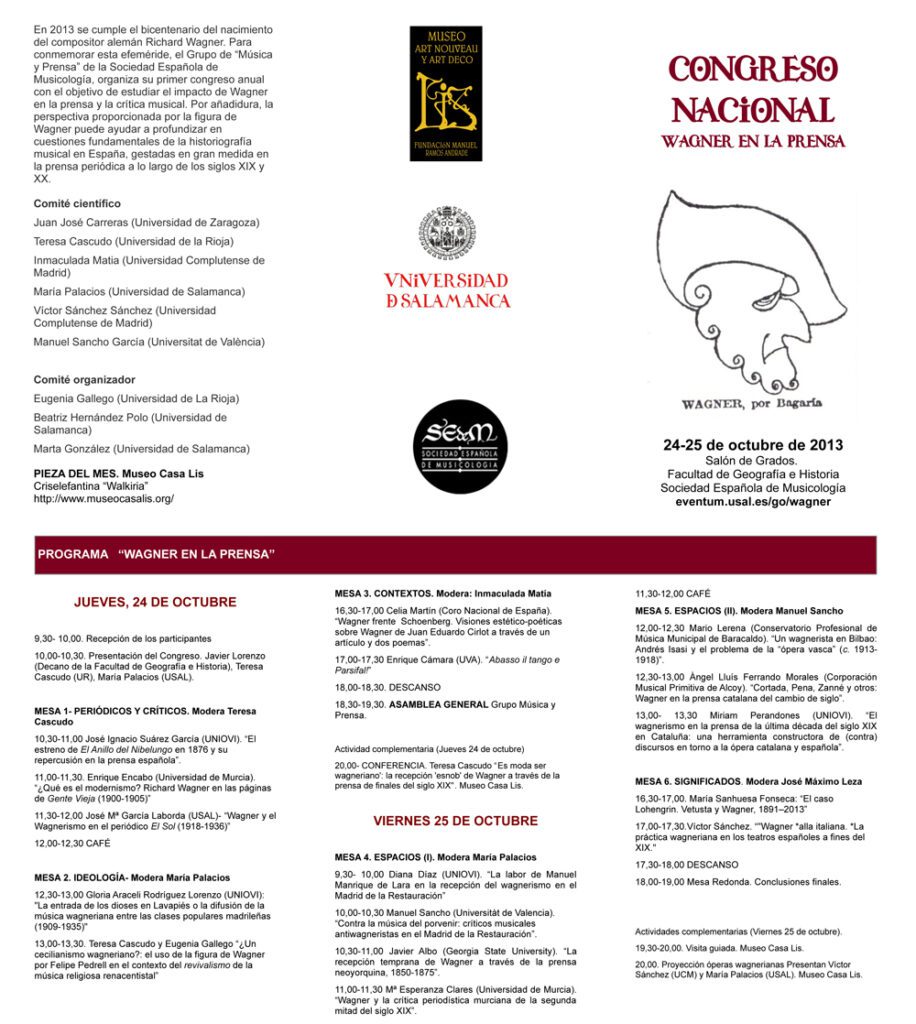 Programa del Congreso Nacional 'Wagner en la Prensa'. 